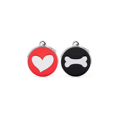 MEDAGLIETTA TONDA CON DECORO - rosso/cuore
