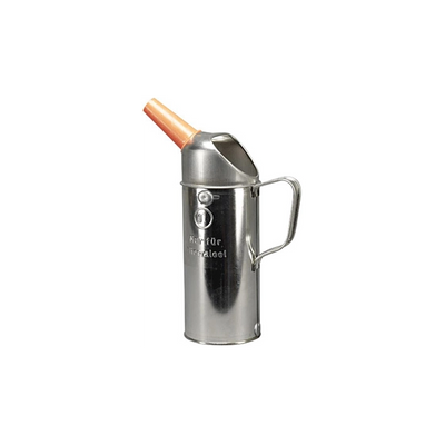 Misurino in lamiera stagnata con becco a imbuto in plastica 1000 e 2000 ml