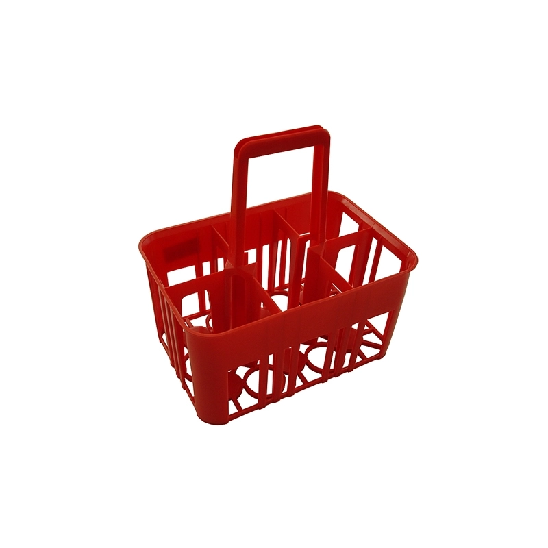 Portabottiglie 6 posti in plastica rossa con maniglia