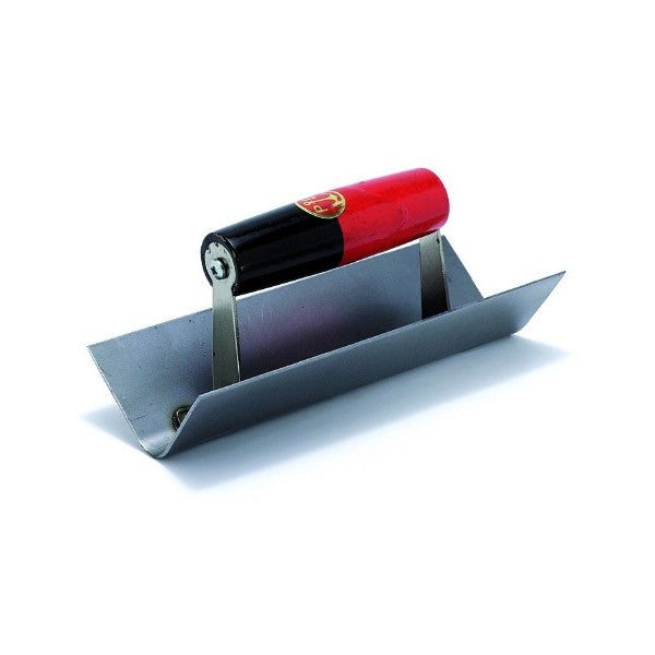 Profiled finishing trowel for internal rounded corners blade thickness 1.5mm wooden handle — 830 Pavan