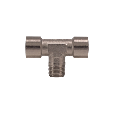 Raccordo a T in ottone nichelato filettato F-F-M e F-F-F