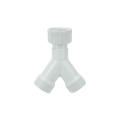 Raccordo a Y in plastica con ghiera girevole F 3/4" e due uscite M 3/4"