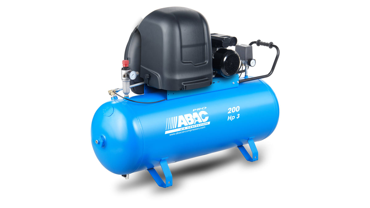 S A39B 4hp Silenced Piston Compressor, 200lt receiver-mounted, 3-phases Abac