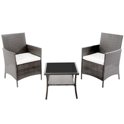 Set 2 poltroncine e tavolino in polyrattan grigio Rita Verdelook