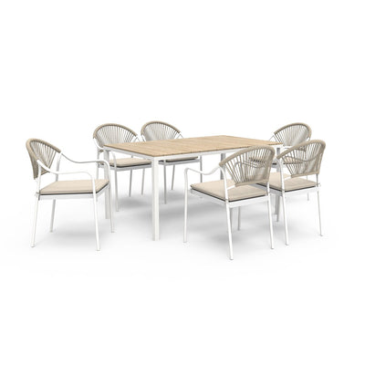 Set da giardino tavolo 150 x 90 cm e 6 sedie in metallo e polyrattan Rodi Verdelook