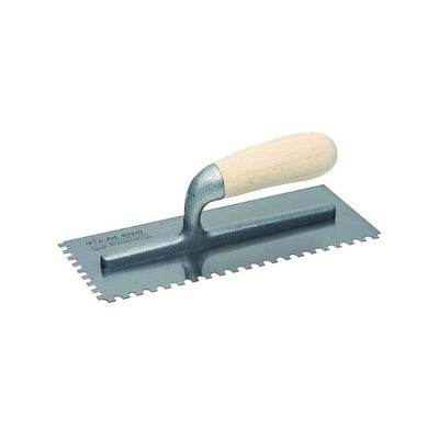 Steel finishing trowel welded left toothed Thyme type wooden handle — 821/SD-SX Pavan