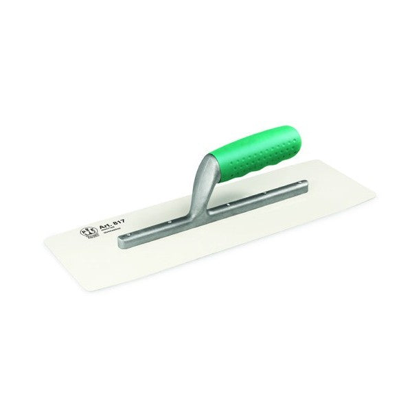 White plastic finishing trowel riveted tapered blade aluminium support Sintesi handle — 817/BR Pavan
